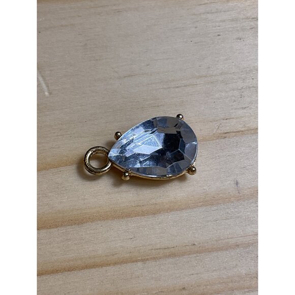 Teardrop Gold-Tone Light Blue Pendant Charm - Picture 3 of 4